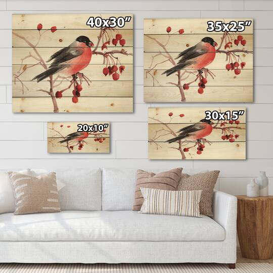 Designart - Bullfinch Bird On A Branch